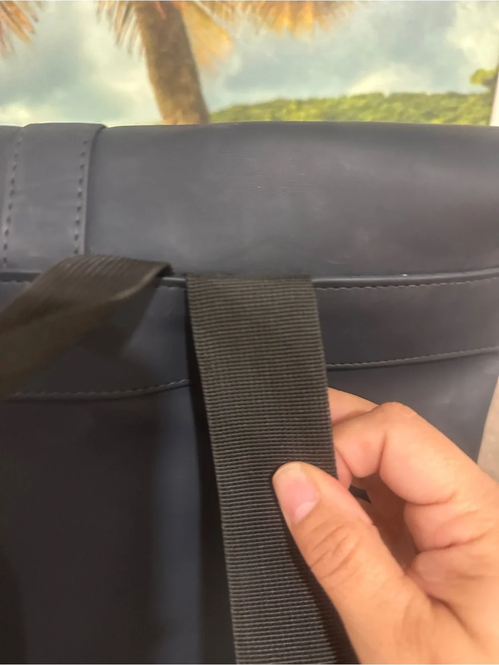 Rains Navy Roll-Top Backpack with Front Flap Pockets